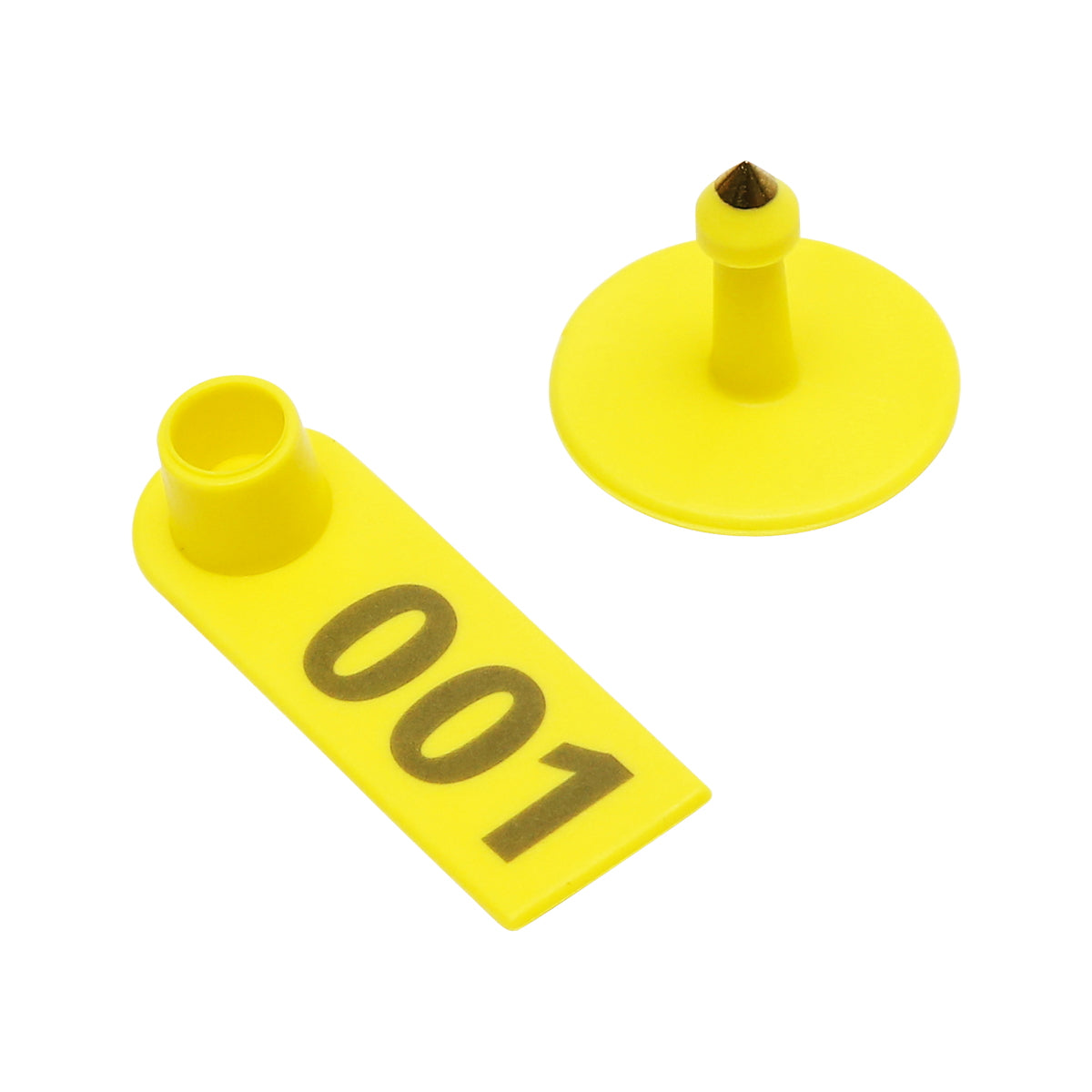 Set of numbered yellow tags 001 - 100 for goats, sheep Breckner Germany